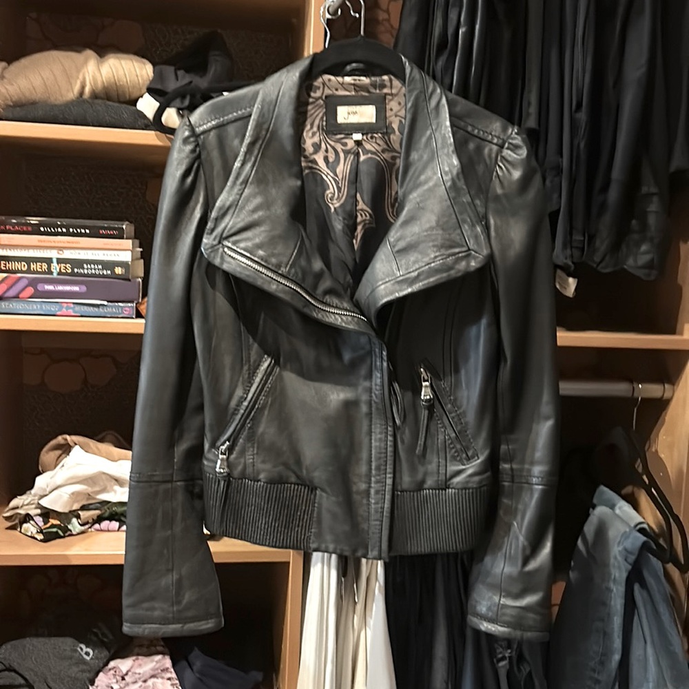 JUNE Black Designer Leather jacket